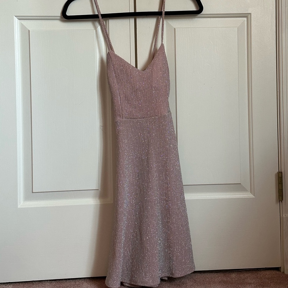 CHARLOTTE RUSSE  pink sparkly woman’s shirt dress. size small.